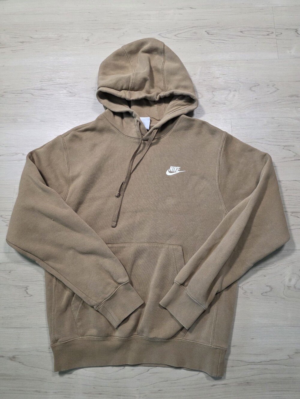 Nike Sportswear Club Fleece Hoodie XS Brown Tan Pullover Swoosh Logo Sweatshirt